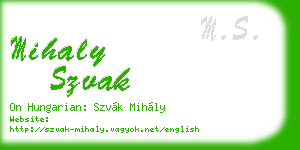 mihaly szvak business card